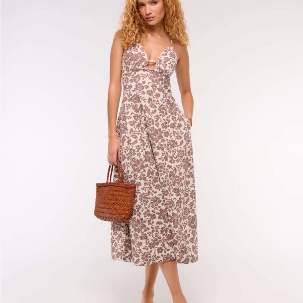 Abercrombie & Fitch Beaded Flowy Midi Dress